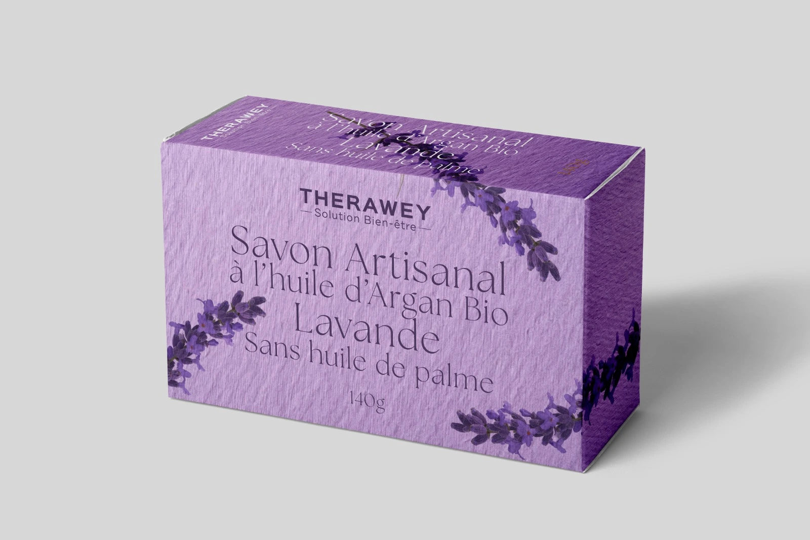 Savon artisanal à la lavande et huile d’argan bio, sans huile de palme, bienfaits apaisants et relaxants.