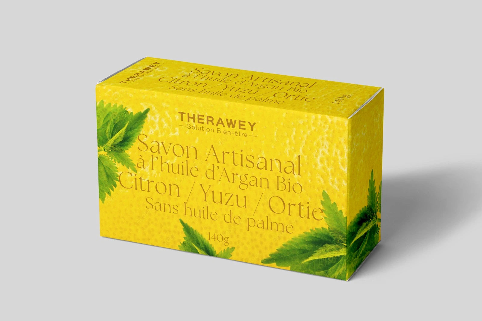 Savon artisanal au citron, yuzu et ortie, à l’huile d’argan bio, sans huile de palme, tonifiant et purifiant.